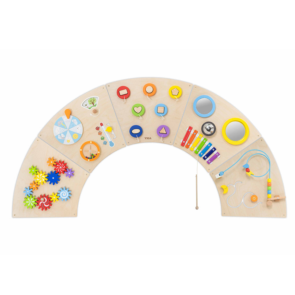 Viga Rainbow Sensory Arch Wall Toy - 12-in-1 Montessori Activity Center for Kids