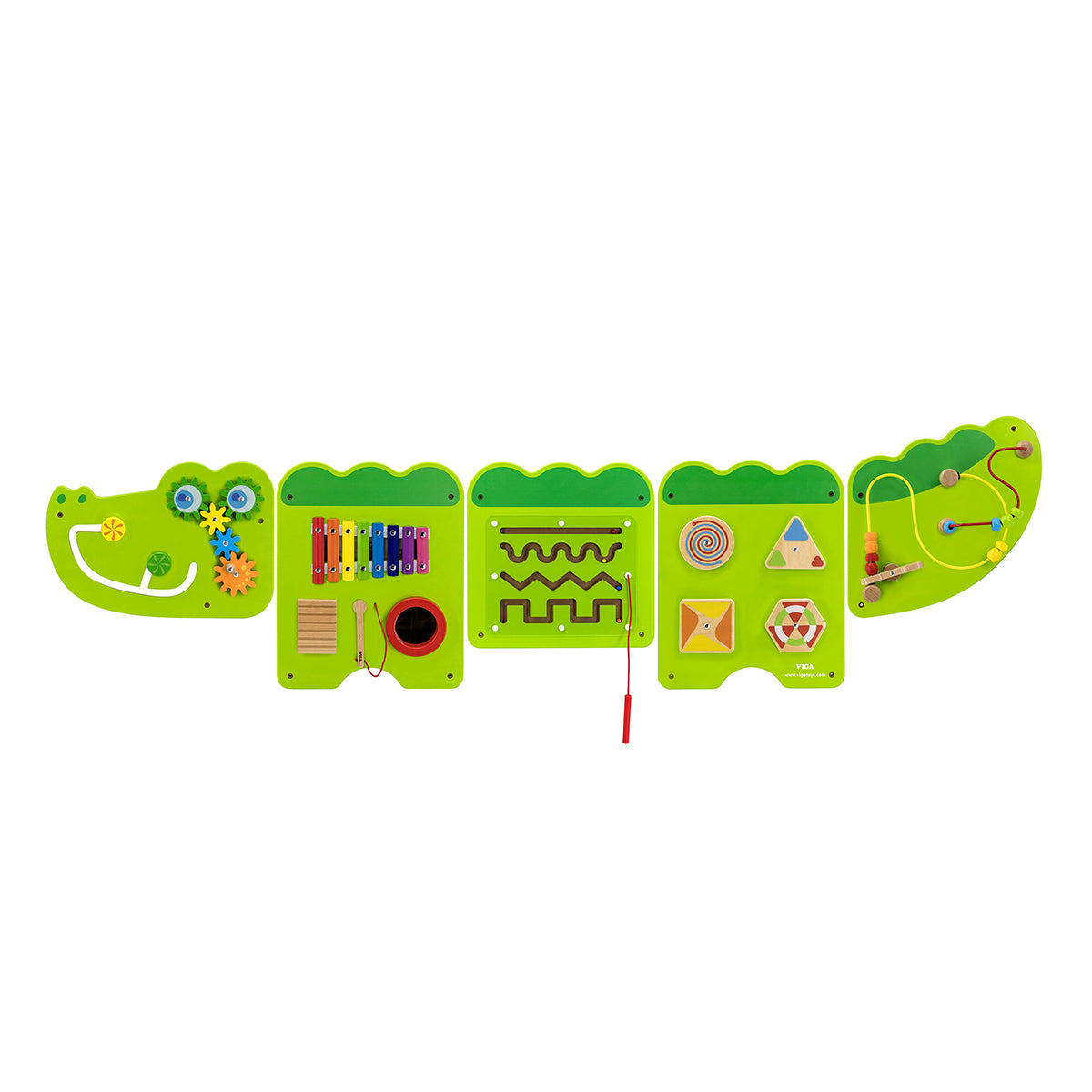 Viga Crocodile Wall Toy - 5-Piece All-in-One Sensory Activity Center for Schools