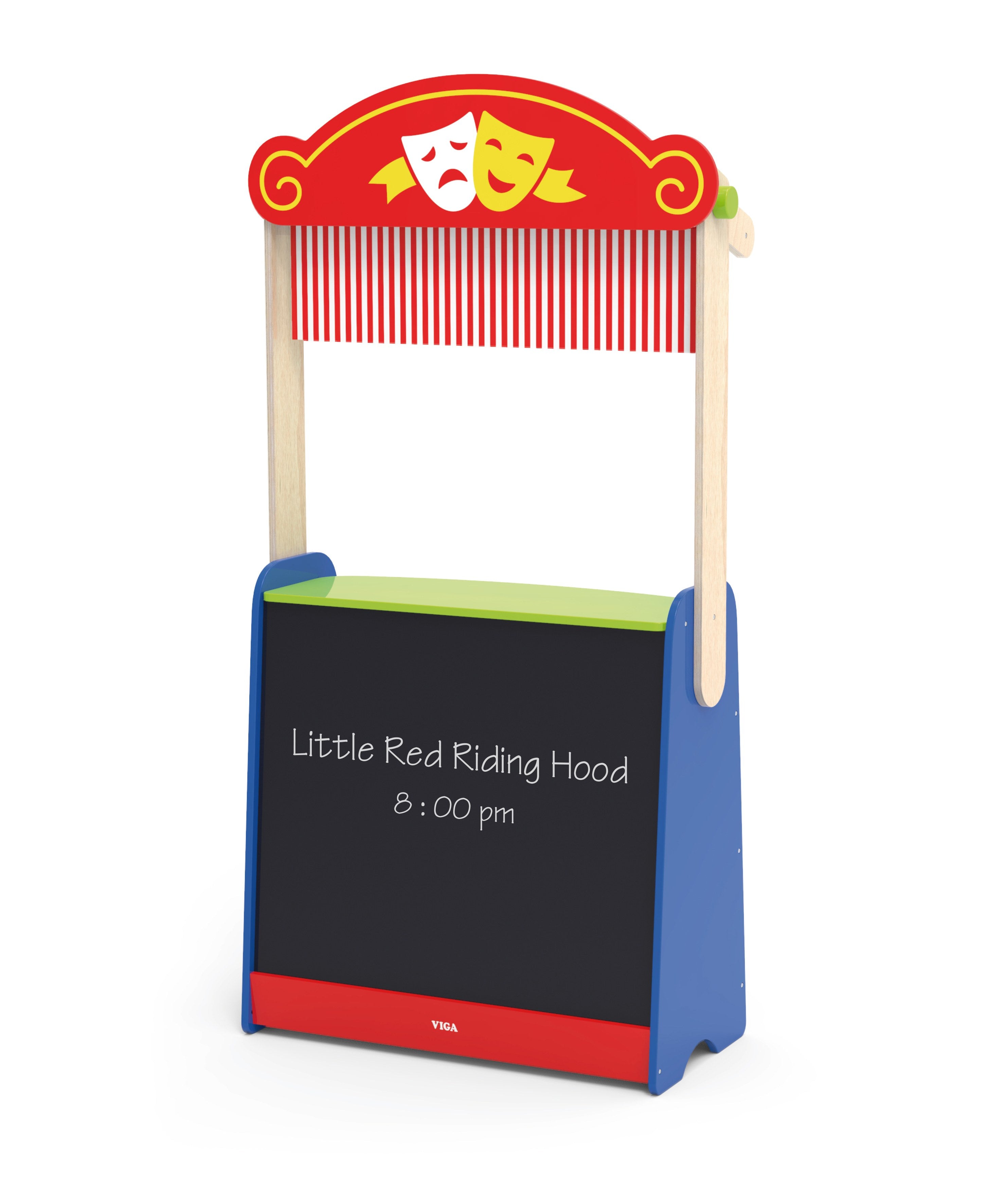Viga Deluxe 2-in-1 Reversible Puppet Theater & Grocery Store - Large Montessori Role Play Center