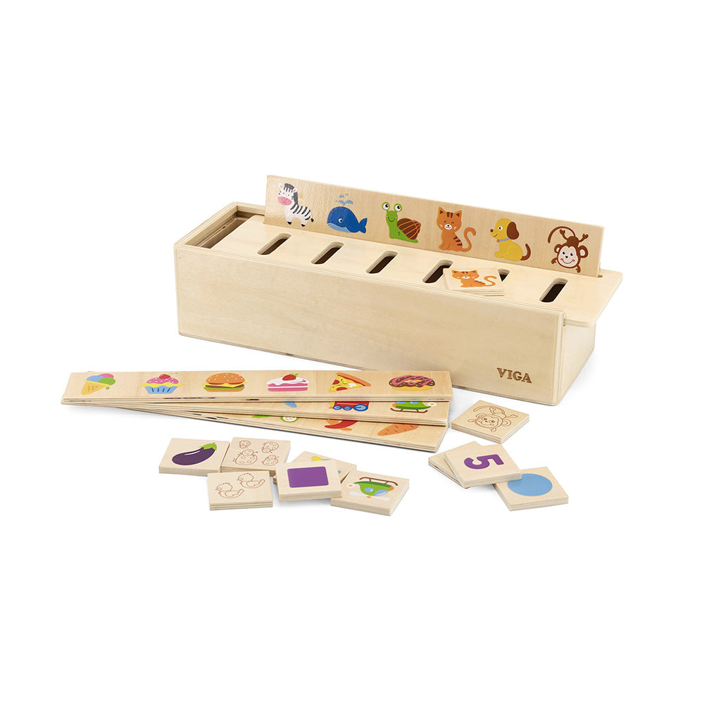 Viga Montessori Wooden Classification & Sorting Box - 52pc Multi-Theme Learning Set