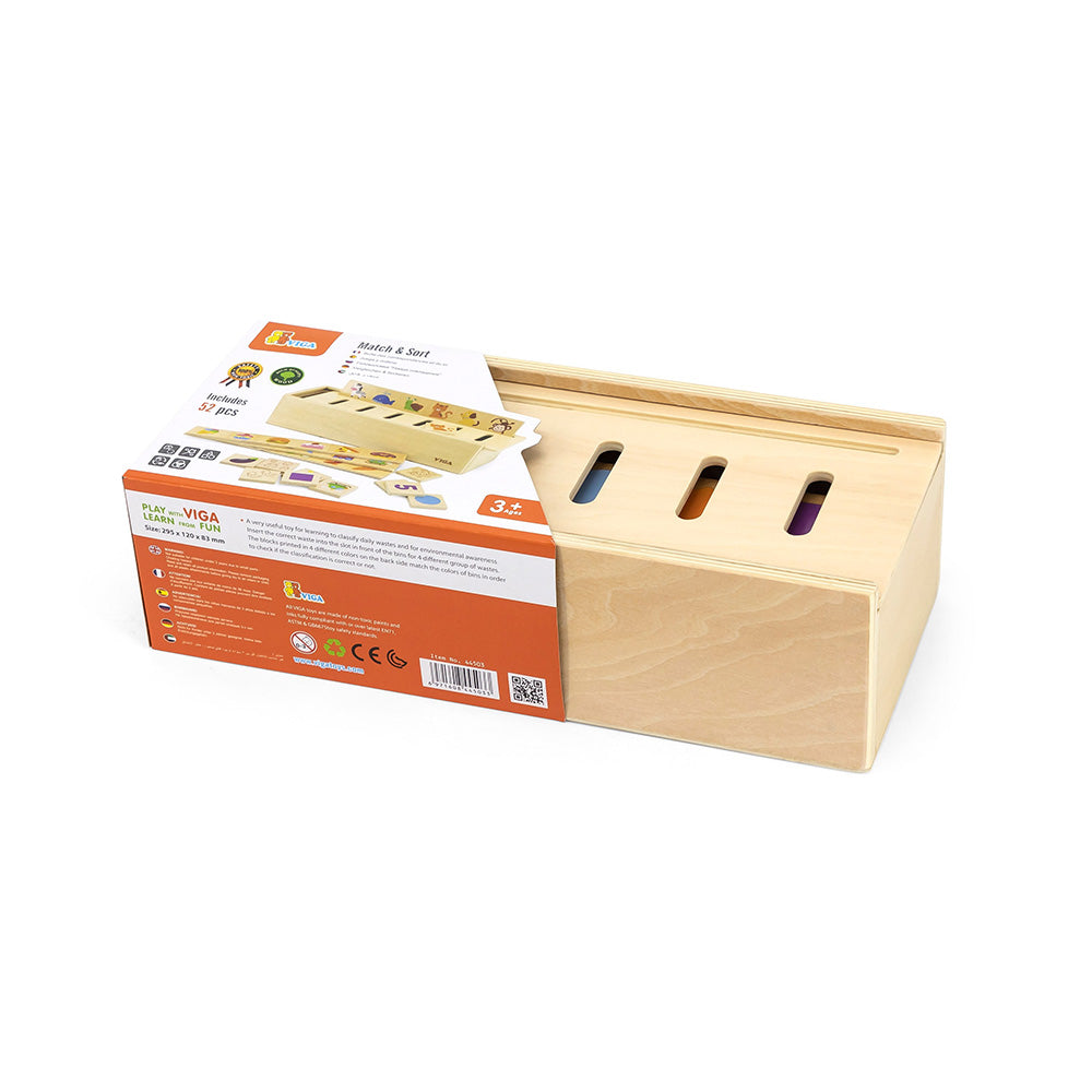 Viga Montessori Wooden Classification & Sorting Box - 52pc Multi-Theme Learning Set