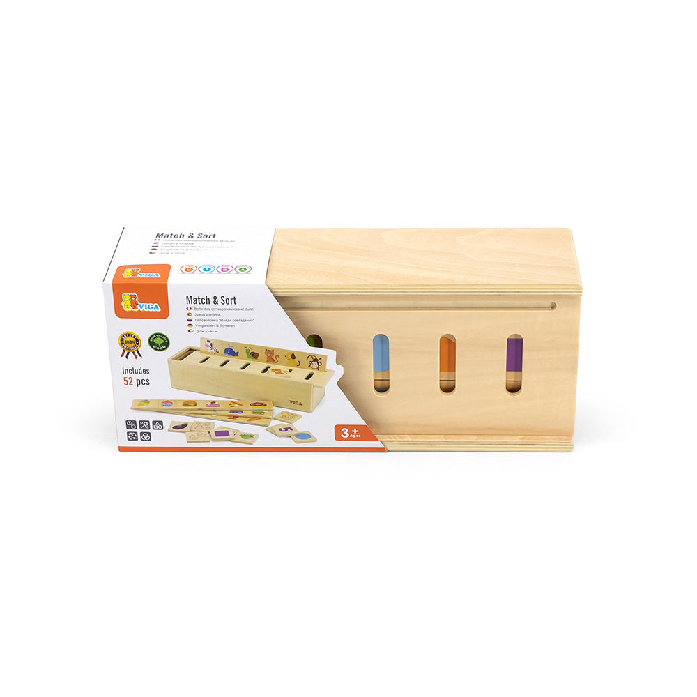 Viga Montessori Wooden Classification & Sorting Box - 52pc Multi-Theme Learning Set