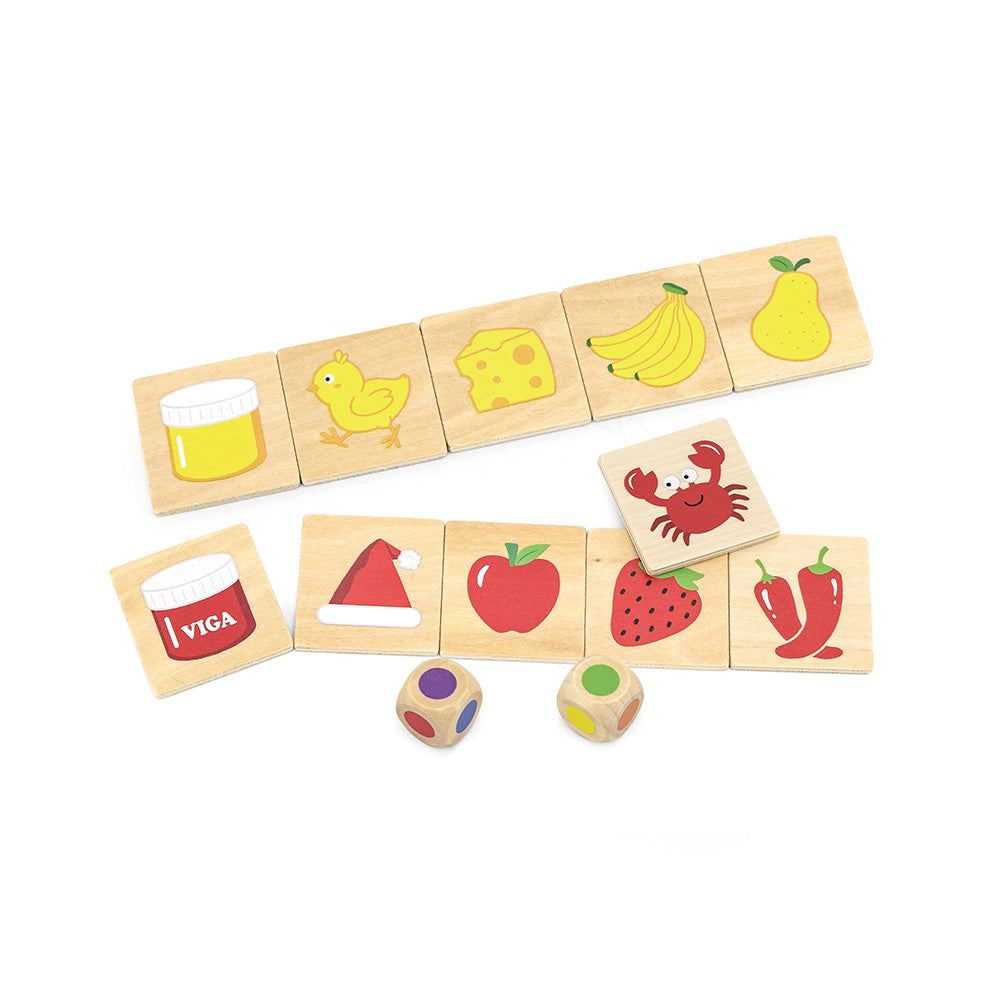 Viga Wooden Color Recognition Puzzle - 37pc Dice-Driven Sorting Game