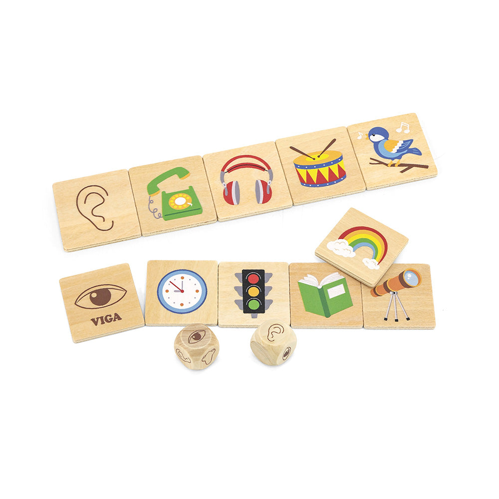 Viga Wooden Shape Recognition Puzzle - 37pc Dice-Driven Geometry Sorting Game