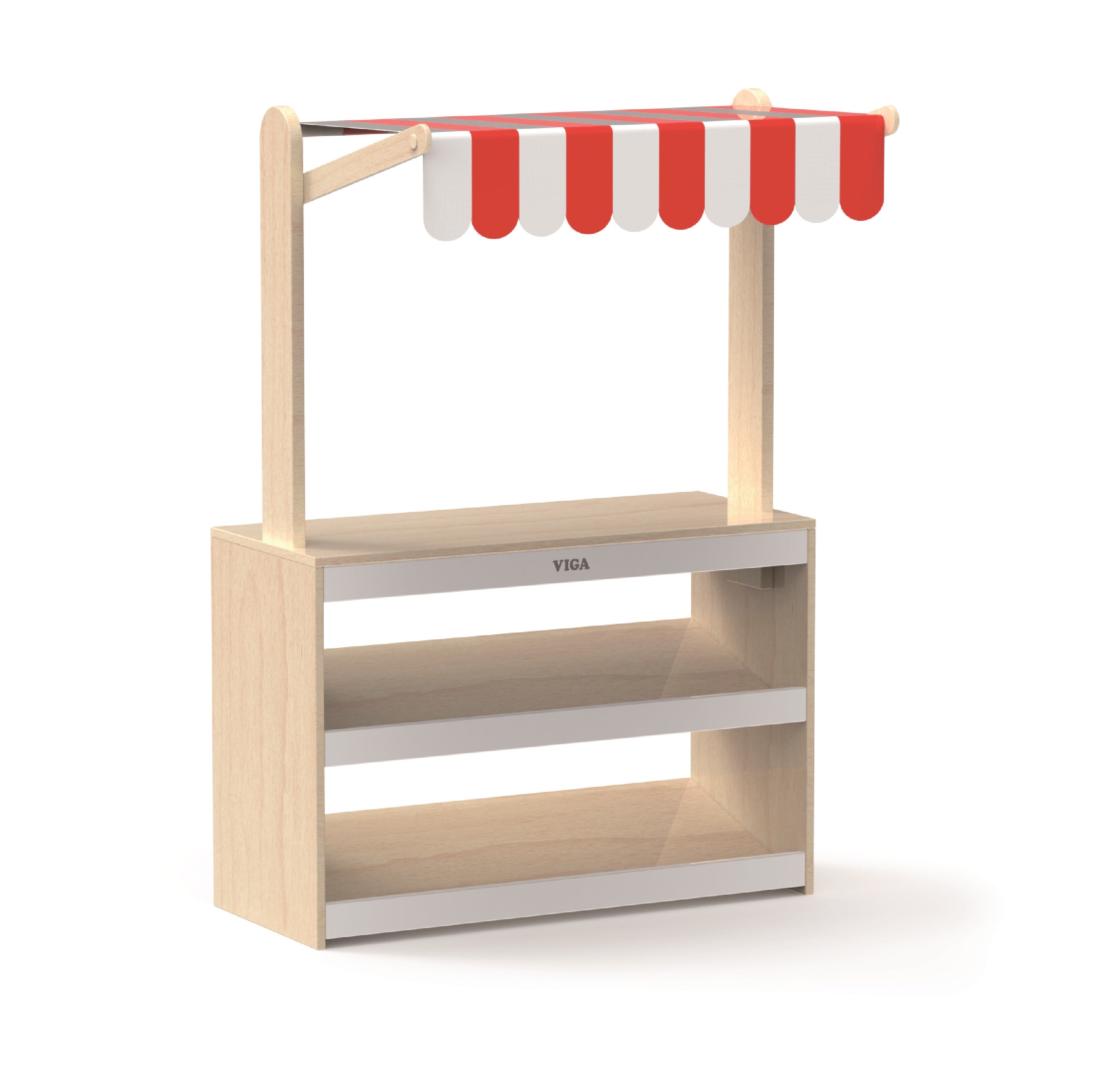 Viga Deluxe Wooden Supermarket Display Stand - Solid Rubberwood Fruit & Vegetable Rack