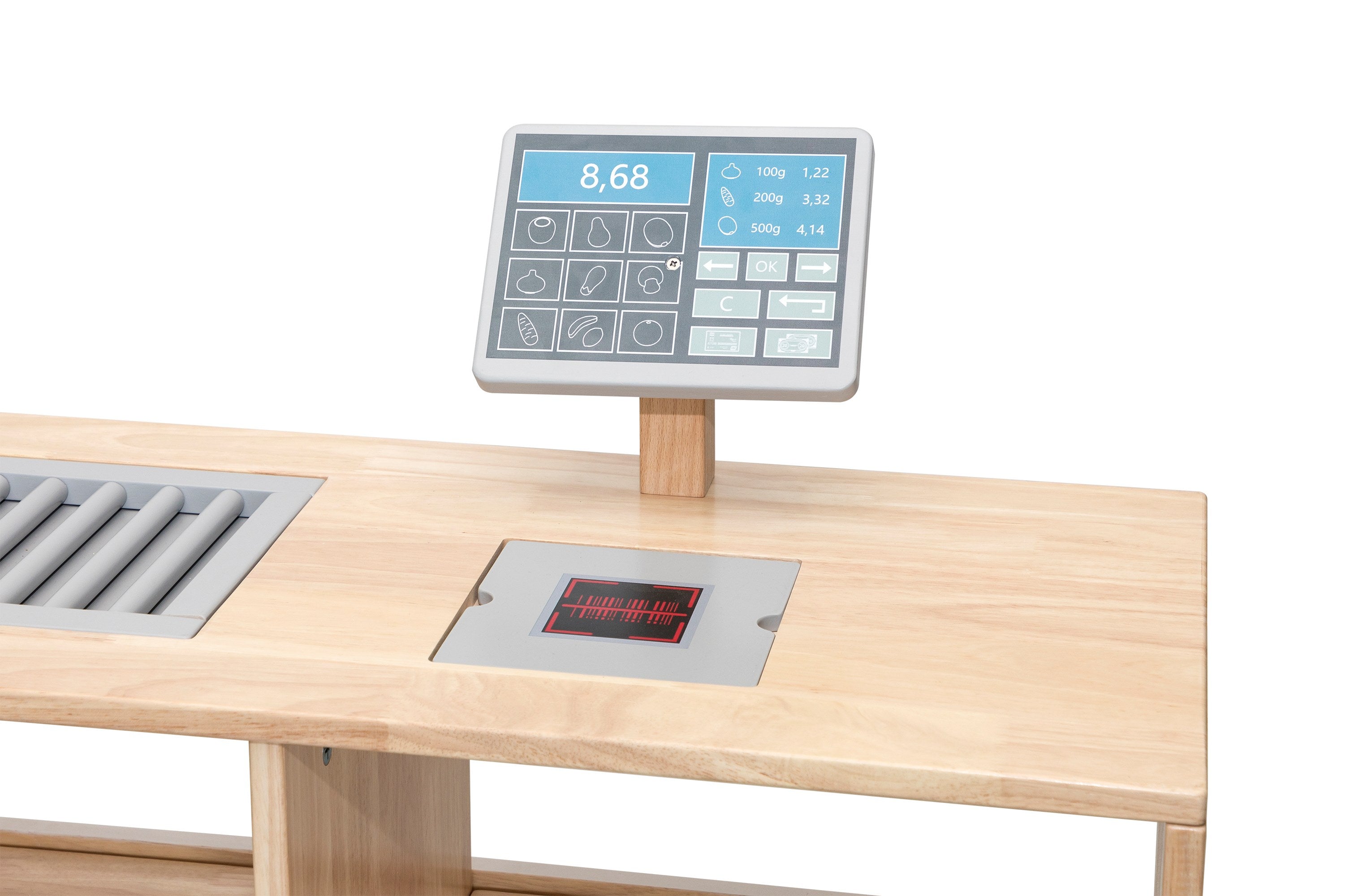 Viga Wooden Supermarket Food Display Counter - Solid Rubberwood Market Counter