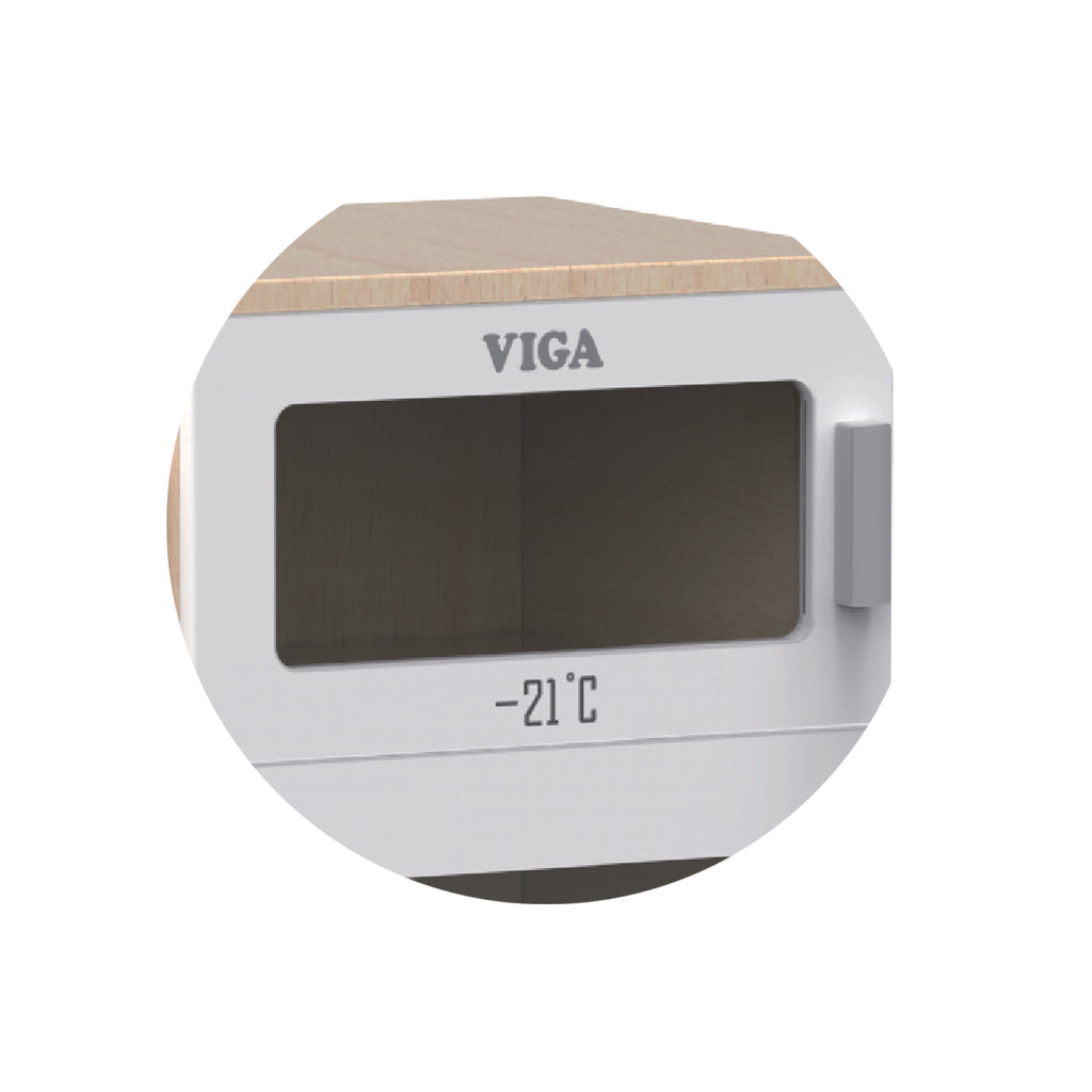 Viga Wooden Supermarket Cooler Stand - Solid Rubberwood Freezer Display Toy