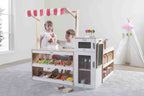 Viga Wooden Supermarket Cooler Stand - Solid Rubberwood Freezer Display Toy