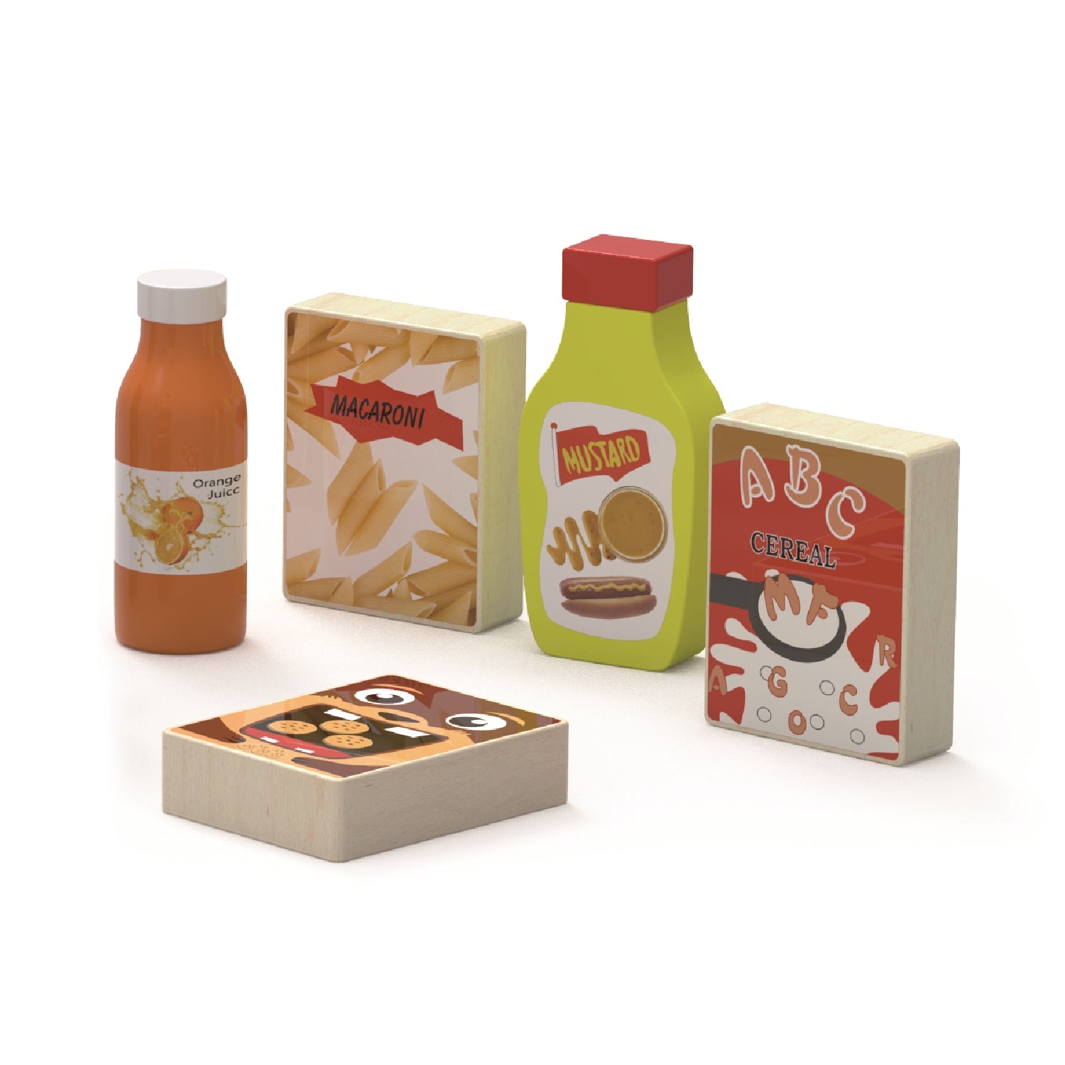 Viga Wooden Drinks & Snacks Pantry Set - 10-Piece Montessori Market Simulation Toy