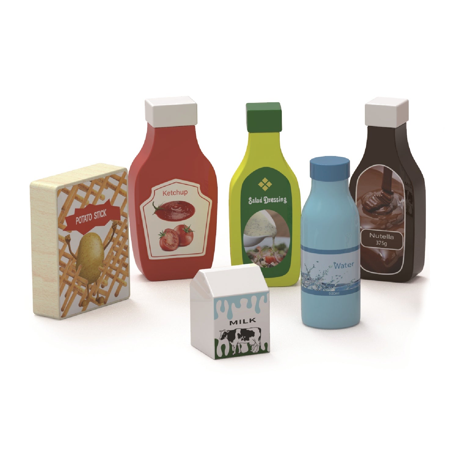 Viga Wooden Drinks & Snacks Pantry Set - 10-Piece Montessori Market Simulation Toy