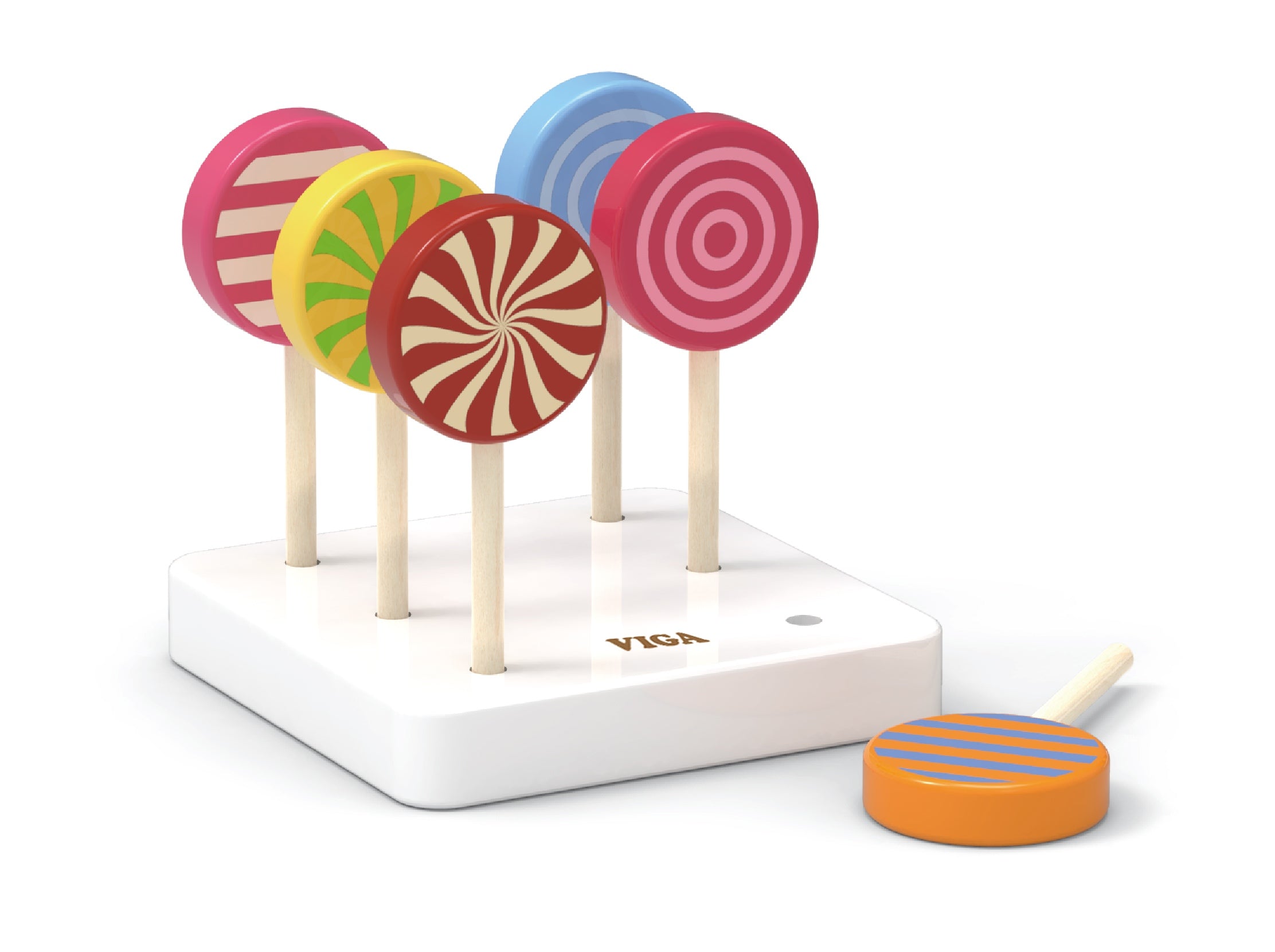 Viga Wooden Lollipop Set - Realistic 1:1 Scale Colorful Candy Play Food