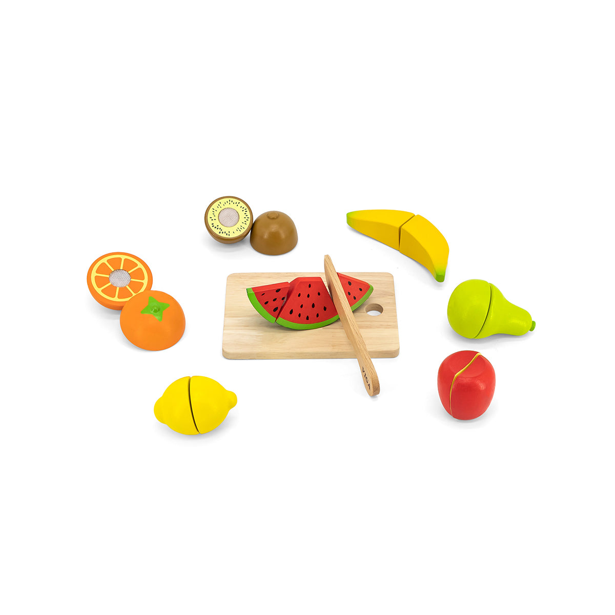 Viga Wooden Fruit Cutting Set - 11-Piece Montessori Early Learning Food Toy