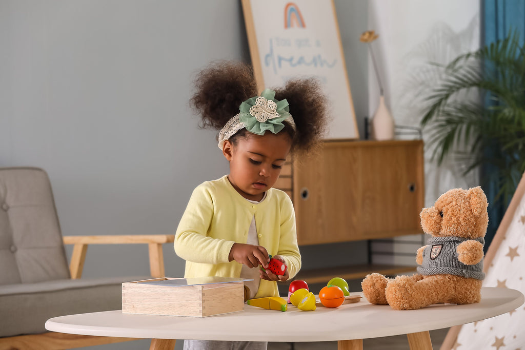 Viga Wooden Fruit Cutting Set - 11-Piece Montessori Early Learning Food Toy
