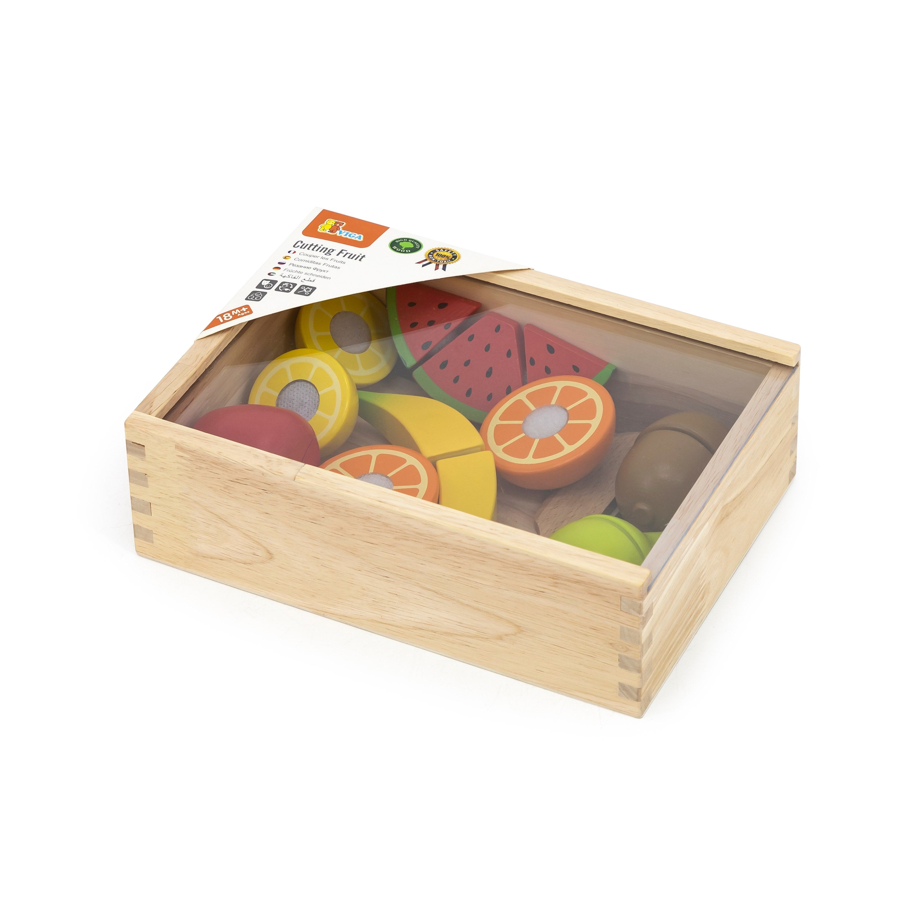 Viga Wooden Fruit Cutting Set - 11-Piece Montessori Early Learning Food Toy