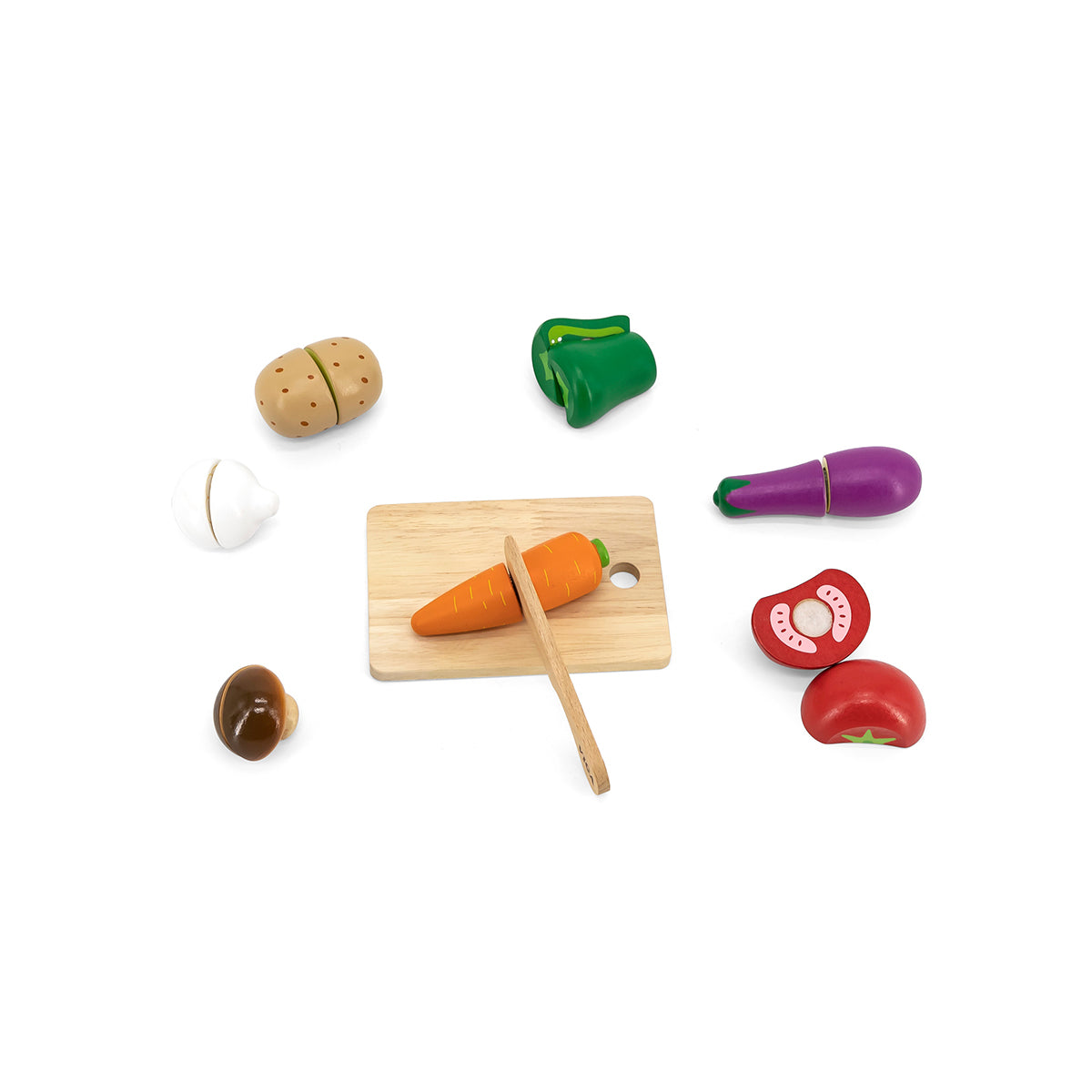 Viga Wooden Vegetable Cutting Set - 10-Piece Montessori Early Learning Food Toy