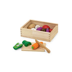 Viga Wooden Vegetable Cutting Set - 10-Piece Montessori Early Learning Food Toy