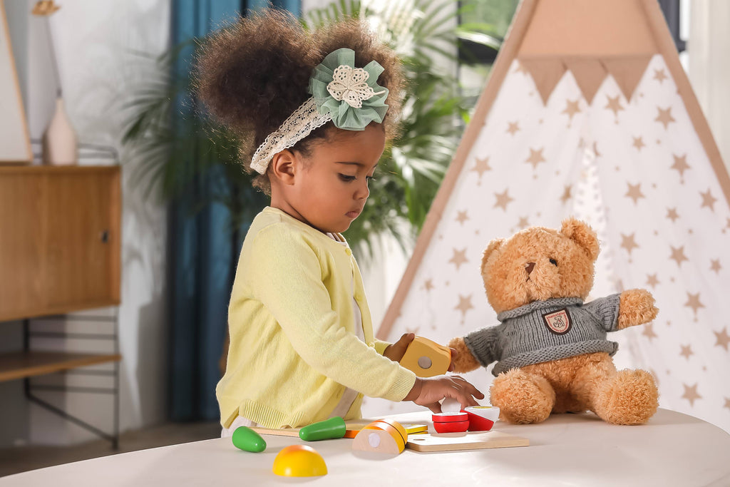 Viga Wooden Breakfast Cutting Set - 11-Piece Montessori Early Learning Food Toy
