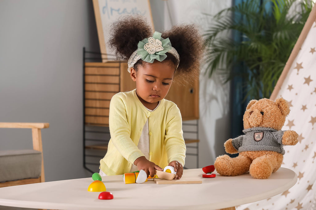 Viga Wooden Breakfast Cutting Set - 11-Piece Montessori Early Learning Food Toy