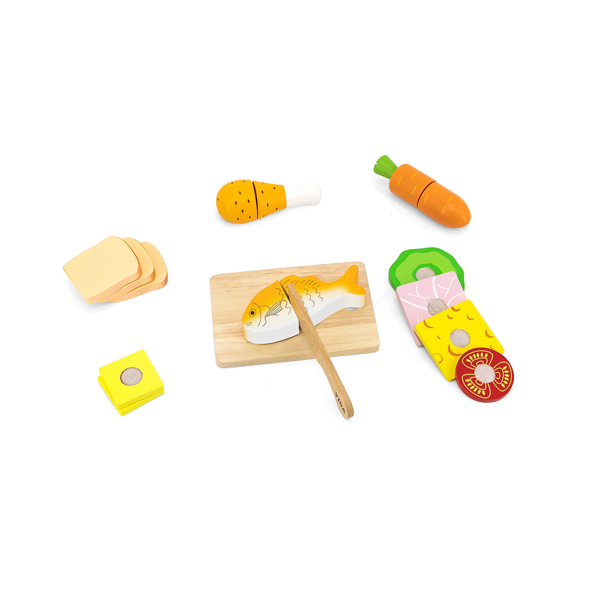 Viga Wooden Lunch Cutting Set - Montessori Early Learning Slicing Toy with Storage Box