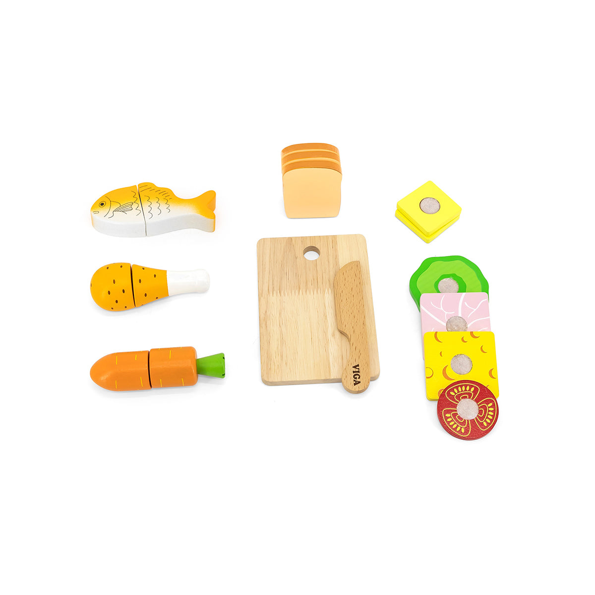 Viga Wooden Lunch Cutting Set - Montessori Early Learning Slicing Toy with Storage Box