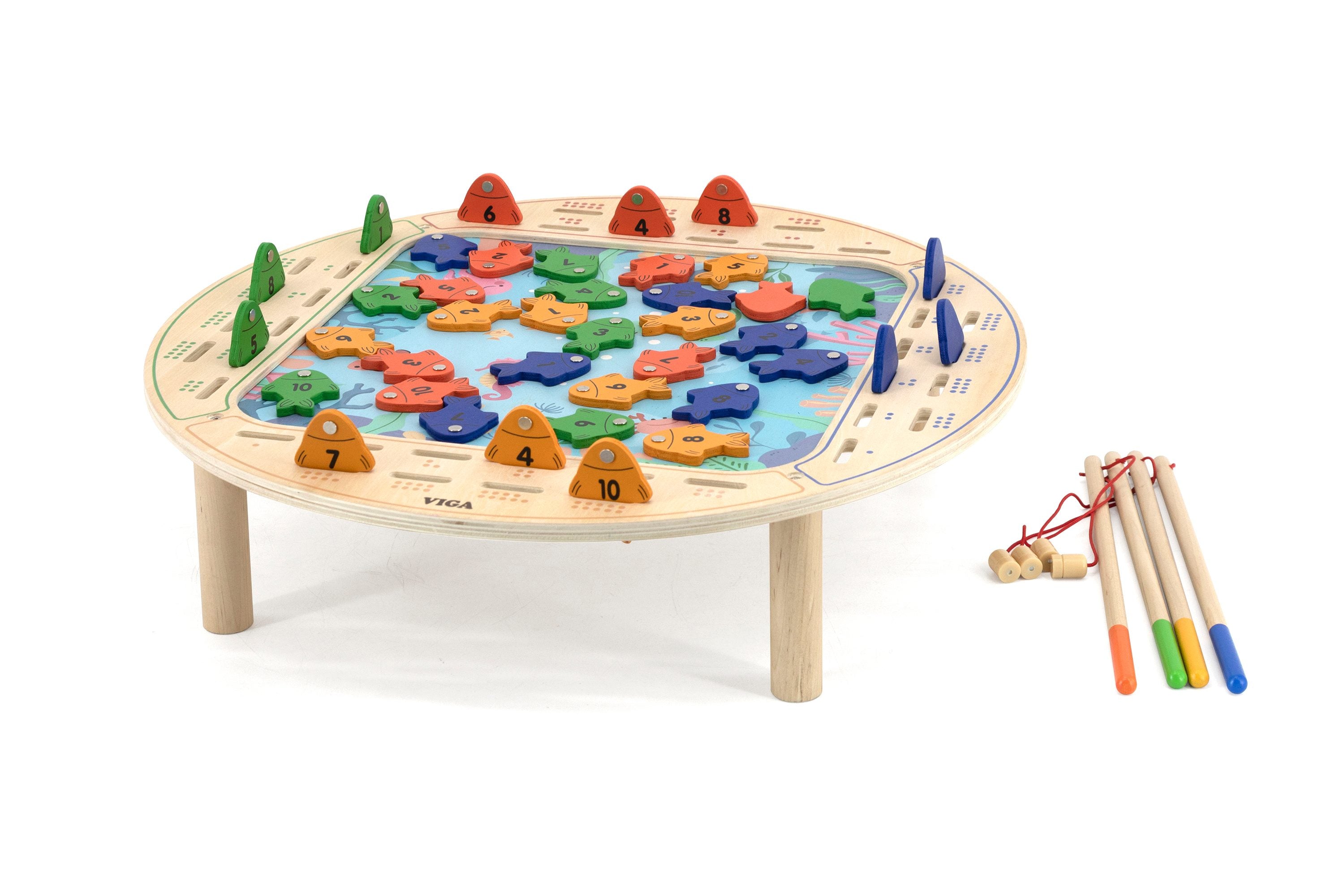 Viga Jumbo Wooden Fishing Table - 45pc Master Numeracy & Competition Set