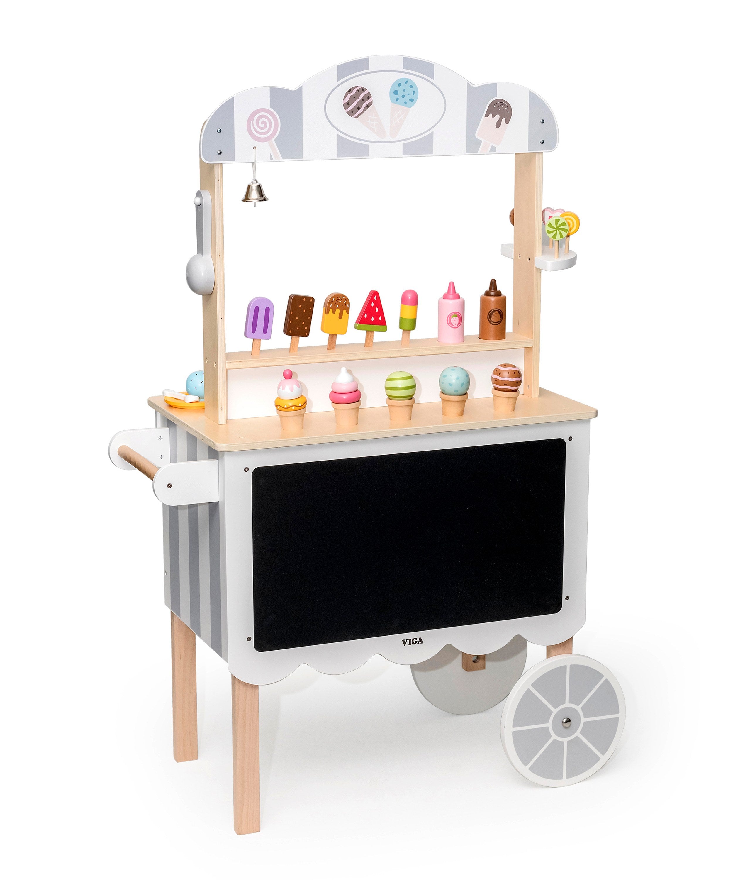 Viga Deluxe Wooden Ice Cream Cart - 40+ Piece Magnetic Pretend Play Set