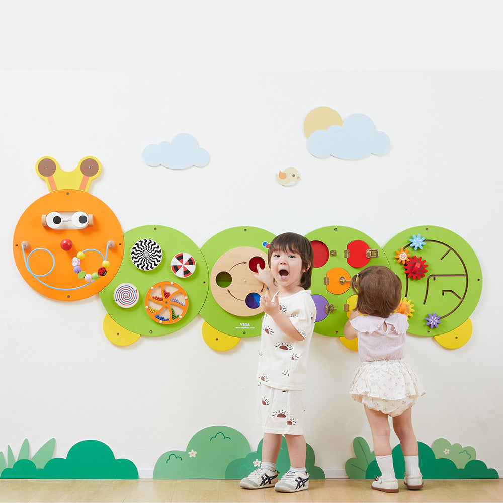 Viga Multi-Functional Caterpillar Wall Toy - 5-Piece Interactive Sensory Activity Center for Schools & Nurseries
