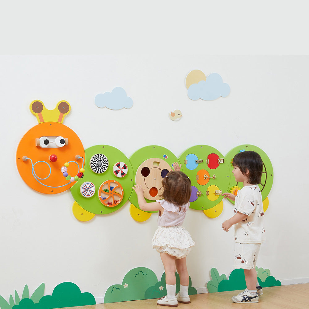 Viga Multi-Functional Caterpillar Wall Toy - 5-Piece Interactive Sensory Activity Center for Schools & Nurseries