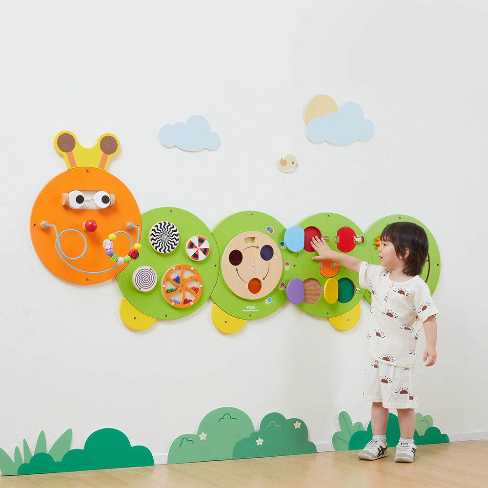Viga Multi-Functional Caterpillar Wall Toy - 5-Piece Interactive Sensory Activity Center for Schools & Nurseries