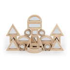Viga 24-Piece Wooden Mirror Blocks Set - Montessori Double-Sided Sensory Building Toy