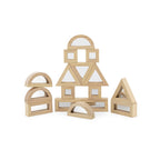 Viga 16-Piece Large Wooden Mirror Blocks Set - Oversized Double-Sided Sensory Building Set