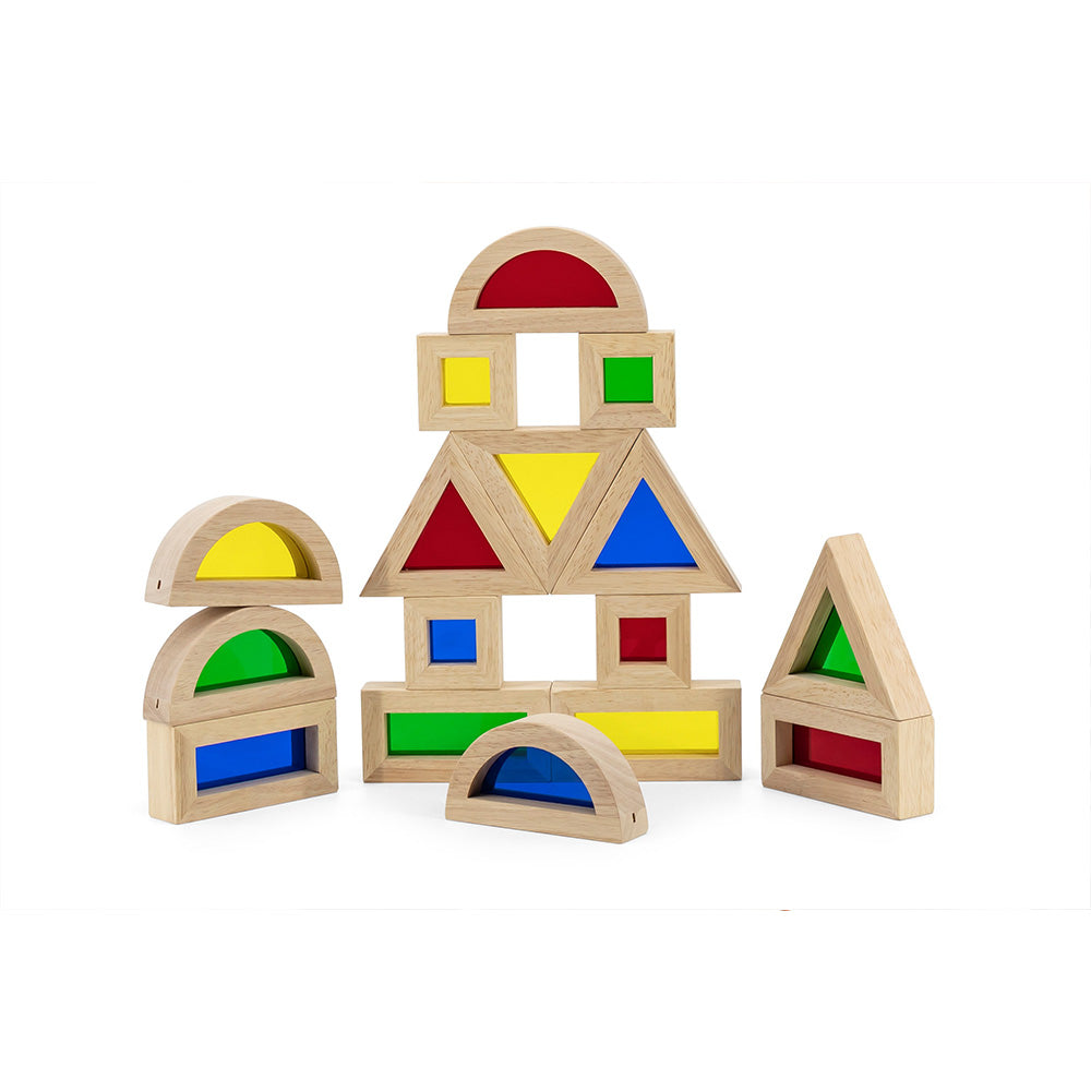 Viga 16-Piece Large Rainbow Sensory Window Blocks - Oversized Montessori Color Mixing Set