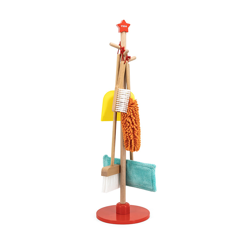 Viga 6-Piece Wooden Cleaning & Housekeeping Set - Montessori Practical Life Toy