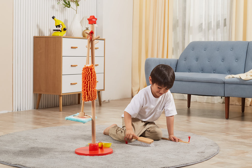 Viga 6-Piece Wooden Cleaning & Housekeeping Set - Montessori Practical Life Toy