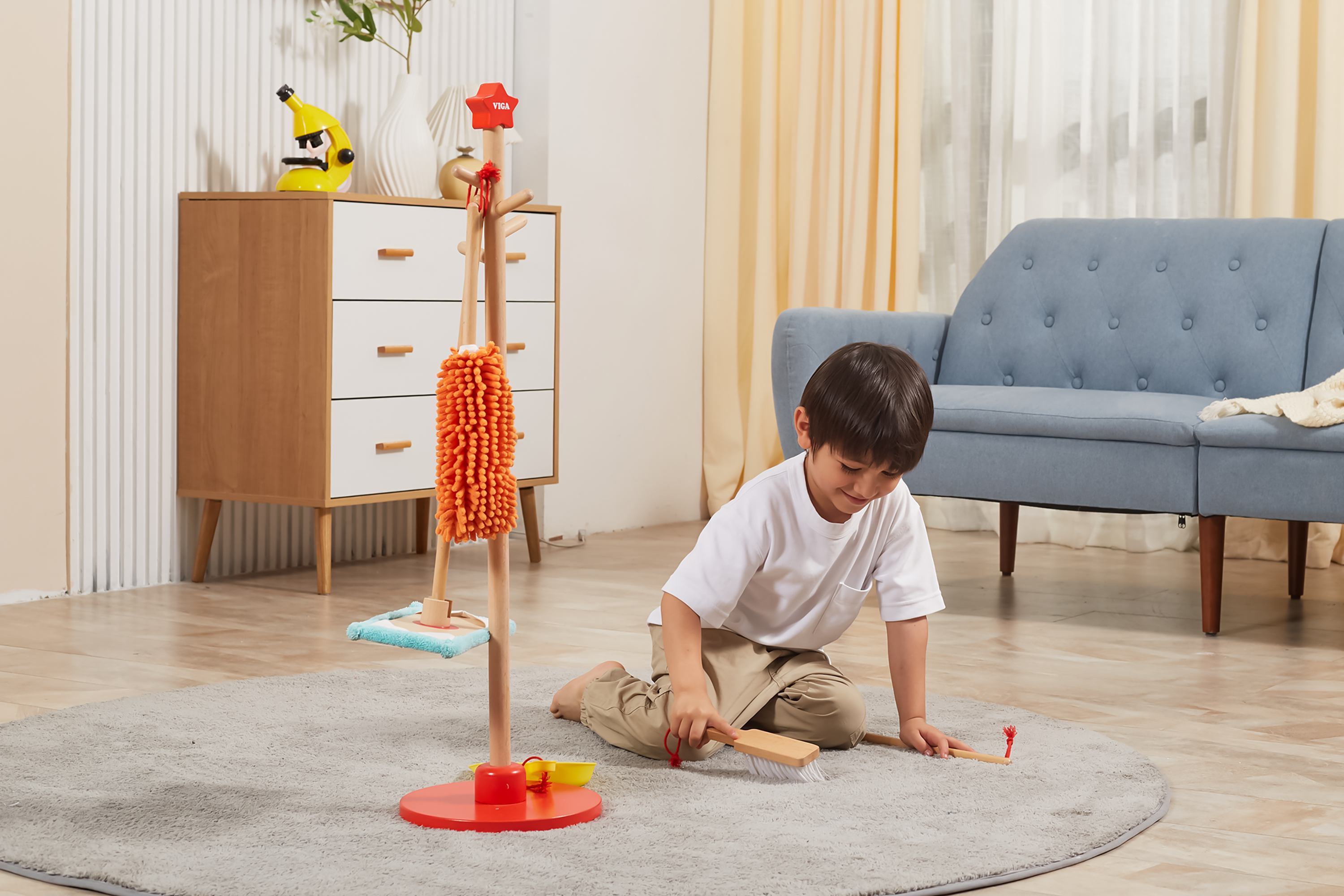 Viga 6-Piece Wooden Cleaning & Housekeeping Set - Montessori Practical Life Toy
