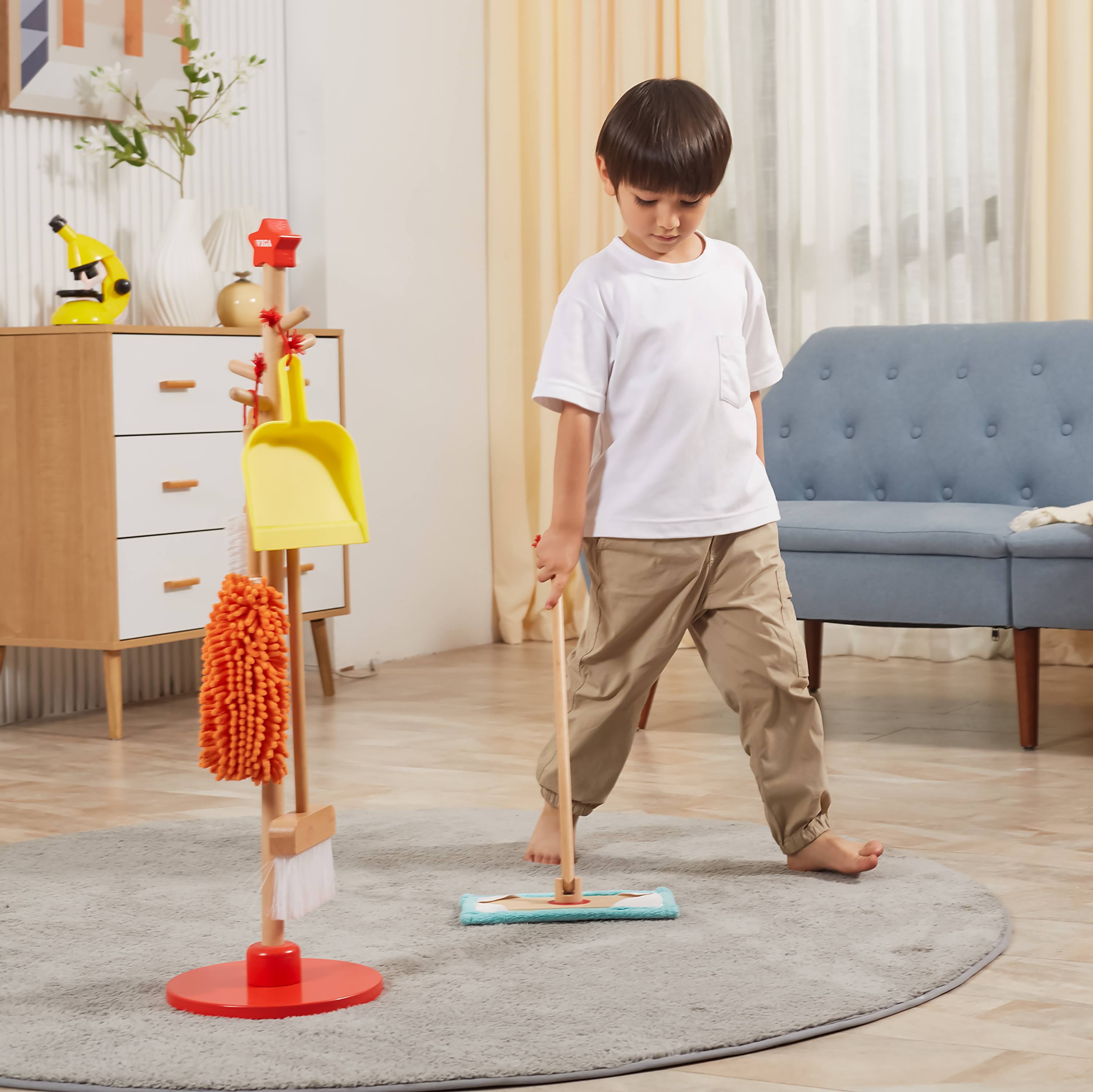 Viga 6-Piece Wooden Cleaning & Housekeeping Set - Montessori Practical Life Toy