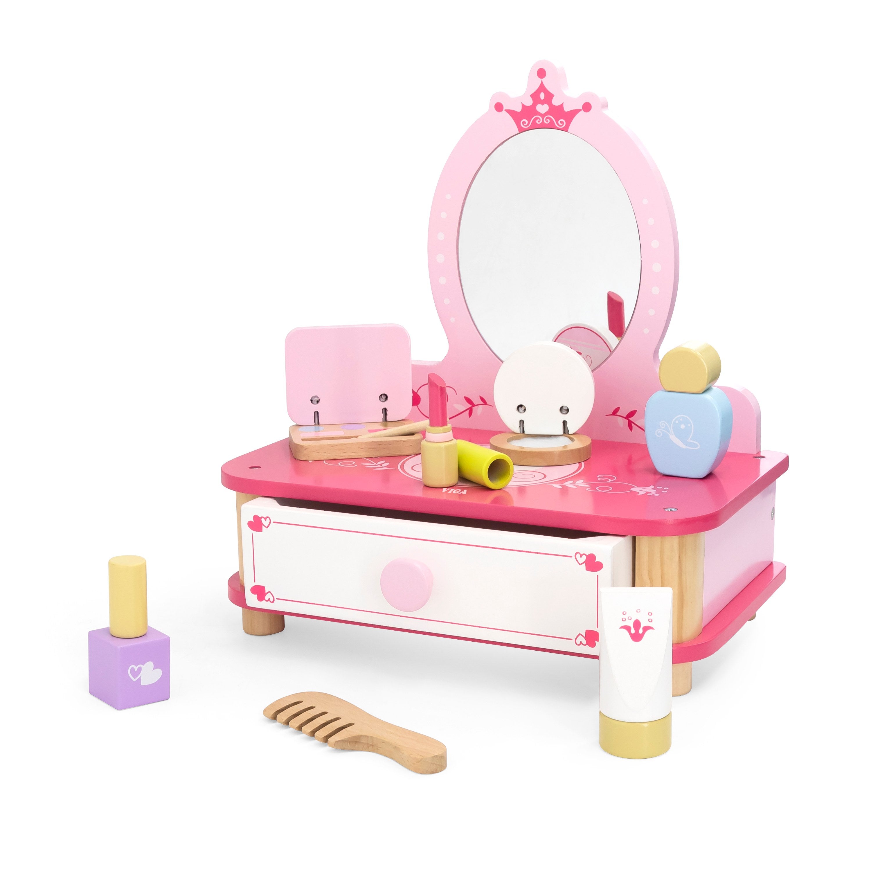 Viga Premium Wooden Tabletop Vanity Station - 10pc Princess Beauty Studio