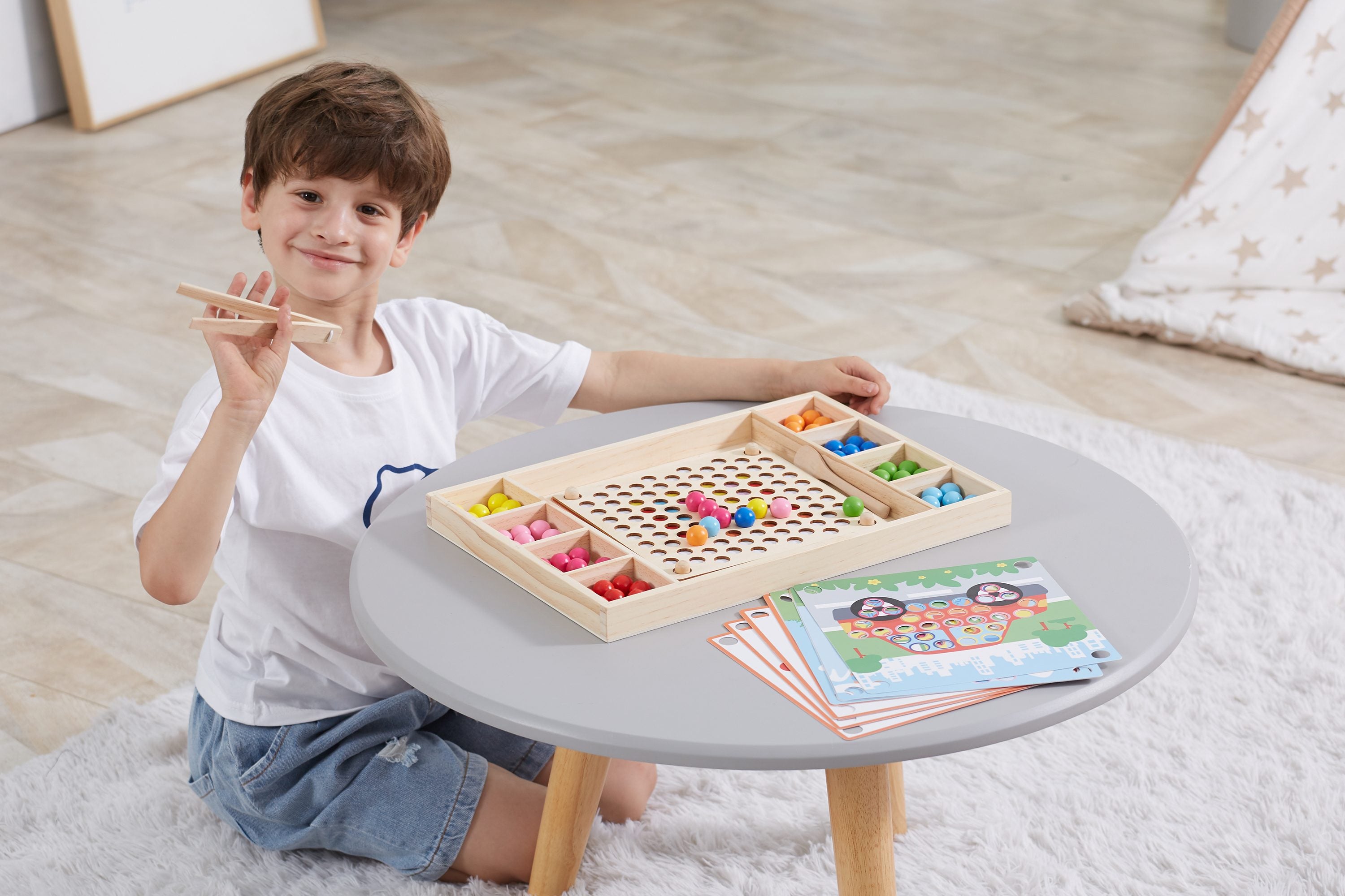 Viga Wooden Bead Sorting & Fine Motor Master Set - 94pc Sensory Training Kit