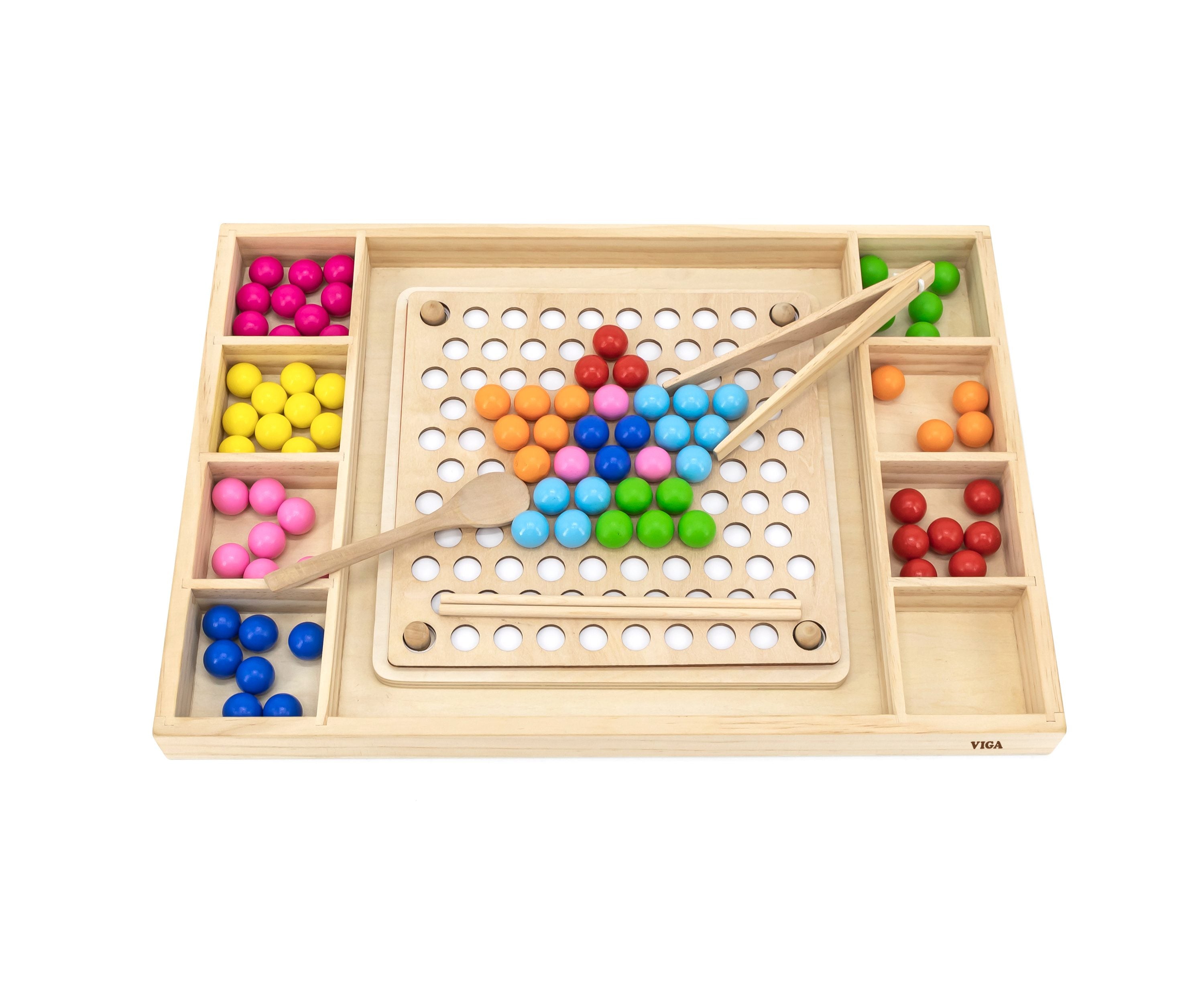 Viga Wooden Bead Sorting & Fine Motor Master Set - 94pc Sensory Training Kit