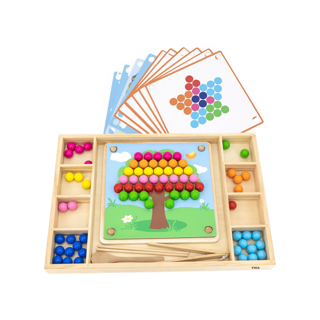 Viga Wooden Bead Sorting & Fine Motor Master Set - 94pc Sensory Training Kit