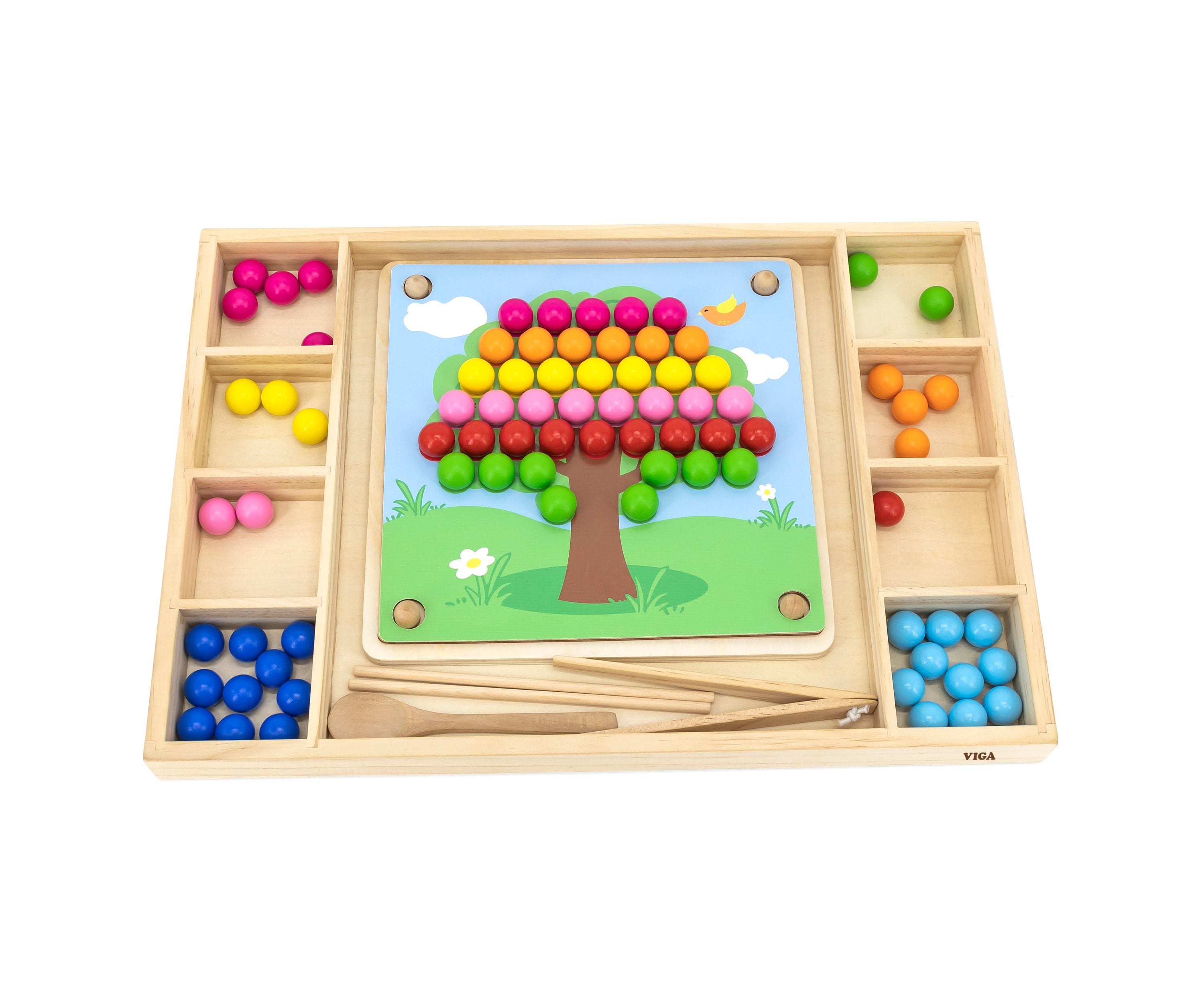 Viga Wooden Bead Sorting & Fine Motor Master Set - 94pc Sensory Training Kit