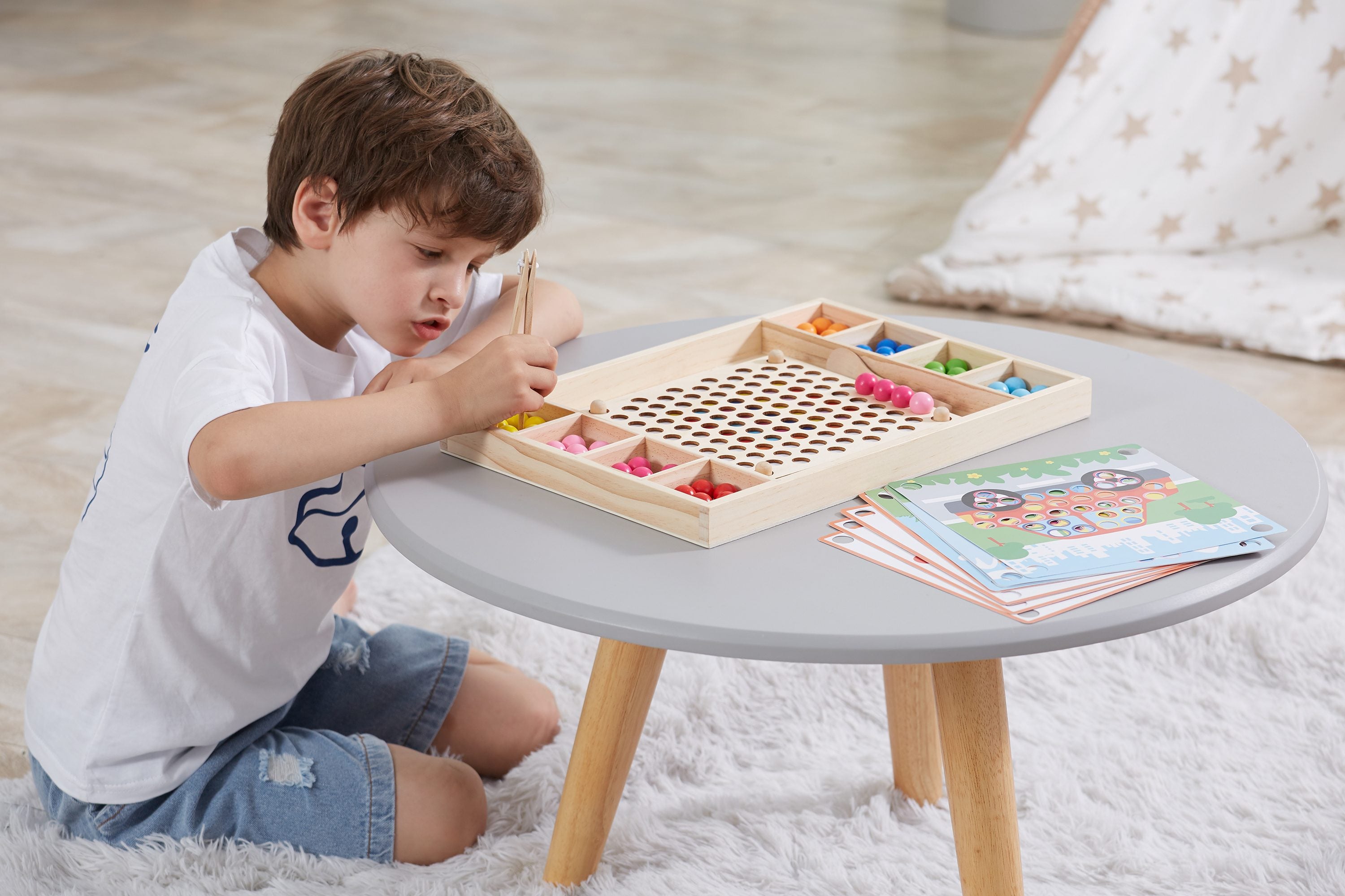 Viga Wooden Bead Sorting & Fine Motor Master Set - 94pc Sensory Training Kit