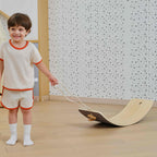 Viga Multipurpose Wooden Waldorf Balance Board - 80kg Capacity with Pull Rope & Track Stickers