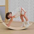 Viga Multipurpose Wooden Waldorf Balance Board - 80kg Capacity with Pull Rope & Track Stickers