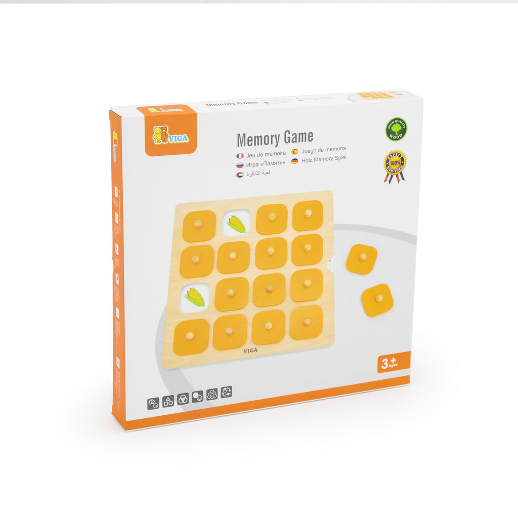 Viga 16-Grid Classic Wooden Memory Game - 22pc Match Set with Beechwood Pegs