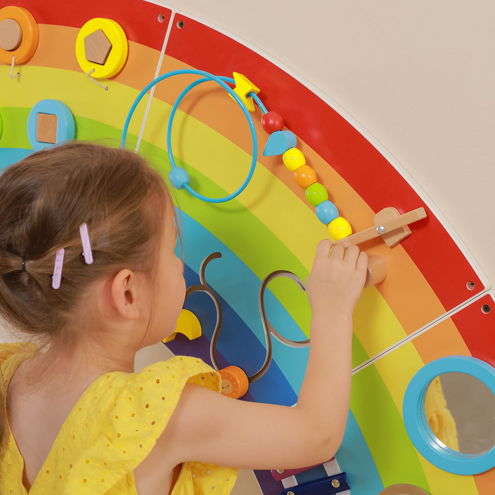 Viga Rainbow Multi-Sensory Wall Toy - 12-in-1 Interactive Activity Center for All Heights
