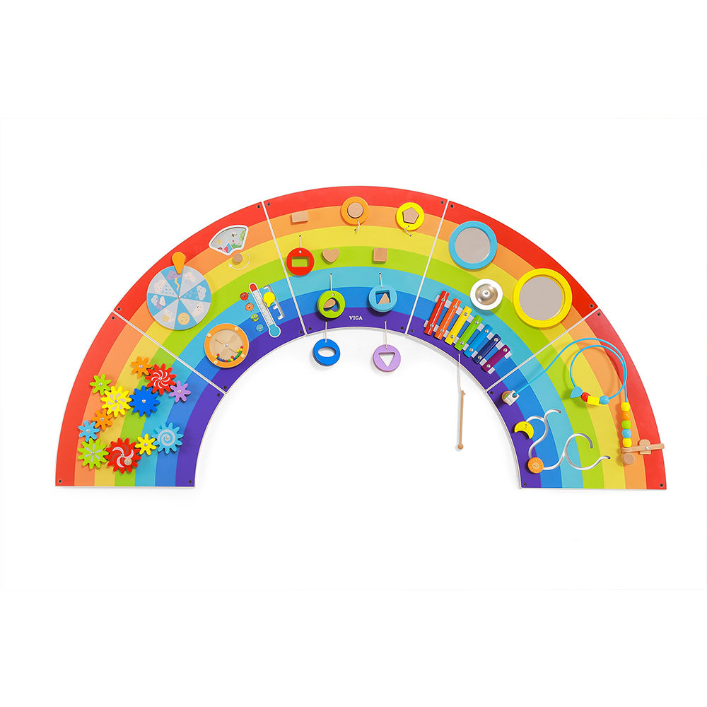 Viga Rainbow Multi-Sensory Wall Toy - 12-in-1 Interactive Activity Center for All Heights