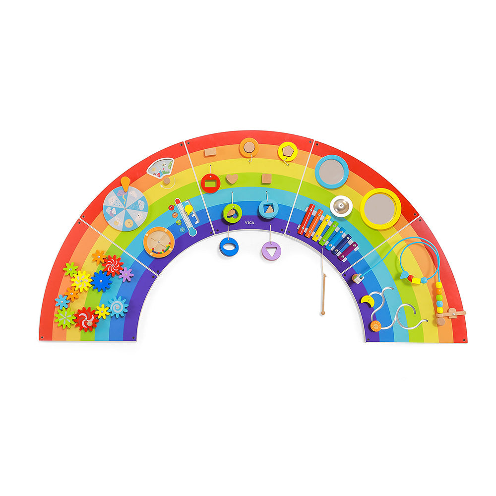 Viga Rainbow Multi-Sensory Wall Toy - 12-in-1 Interactive Activity Center for All Heights