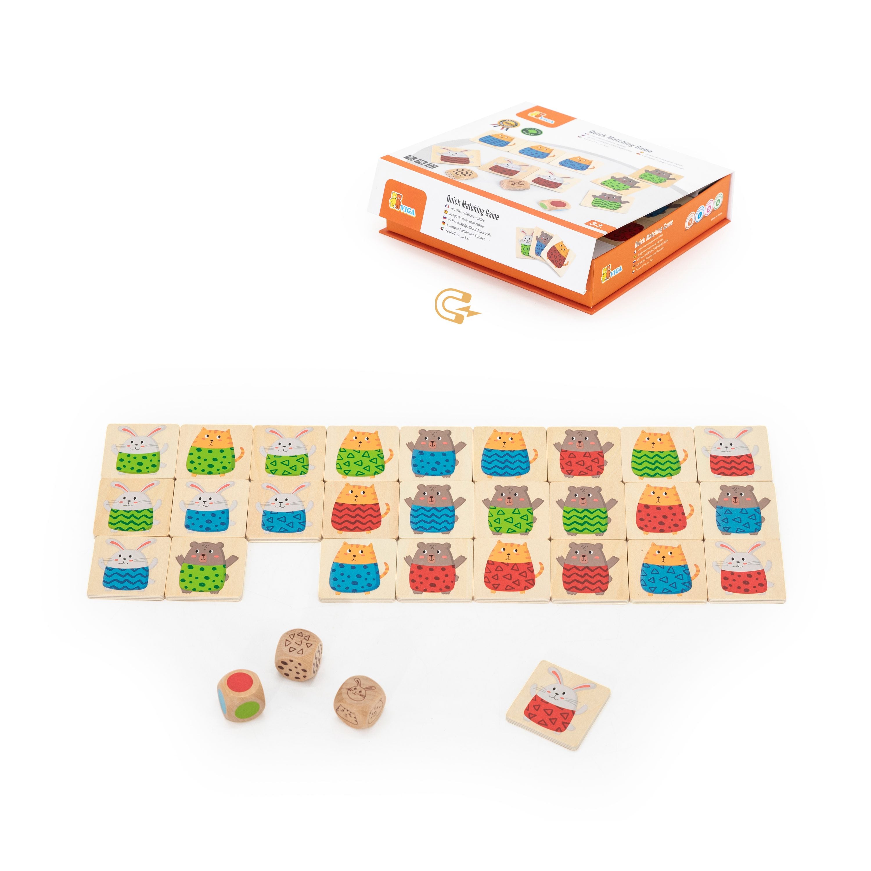 Viga Animal Feature Reaction Game - 27pc Triple-Dice Logical Matching Set