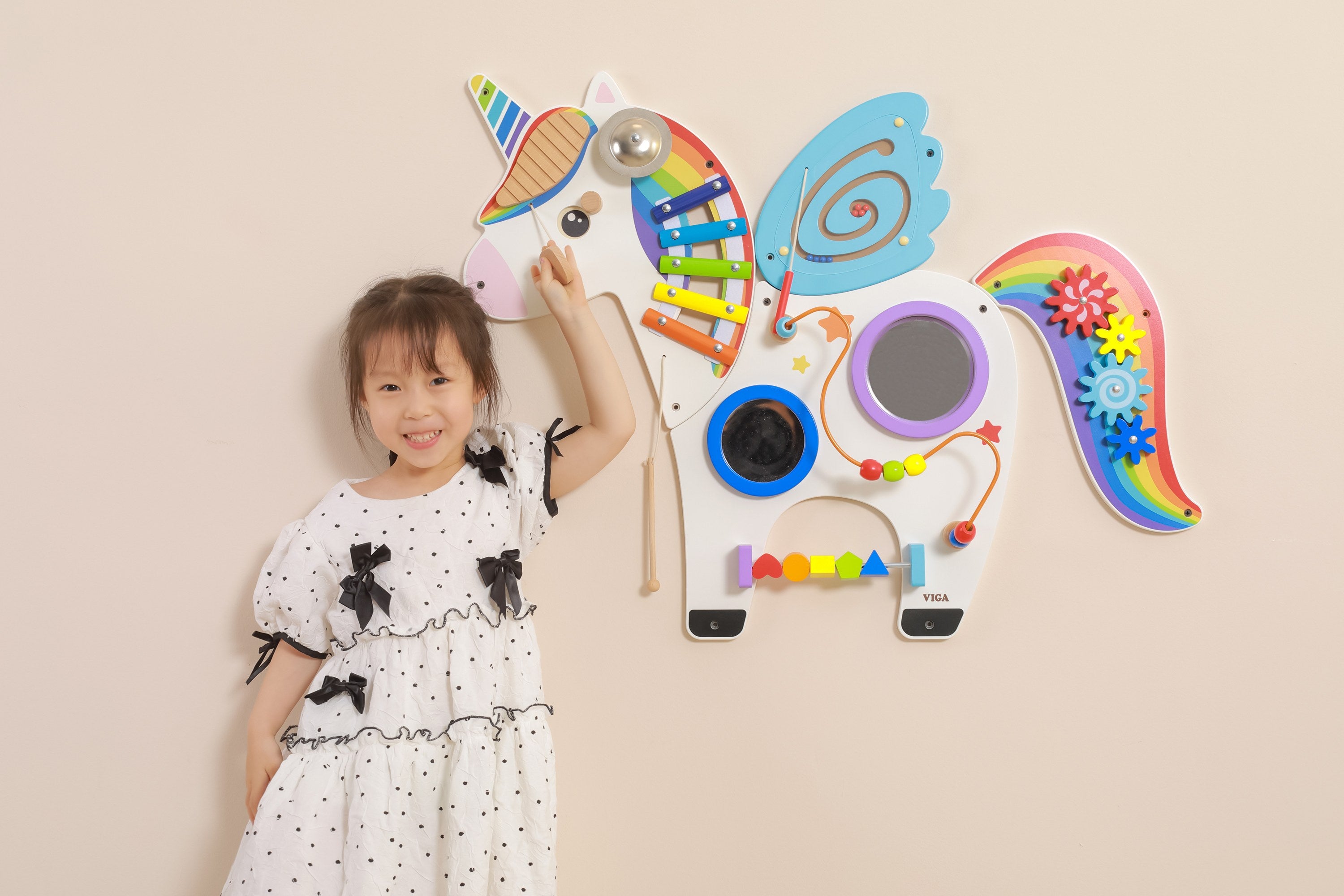 Viga Unicorn Wall Toy | Montessori Sensory Activity Board for Preschool Kids